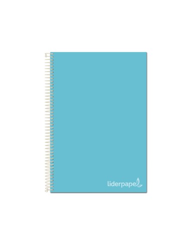 CI | Cuaderno espiral liderpapel a4 micro jolly tapa forrada 140h 75 gr cuadro 5mm 5 bandas4 taladros color celeste