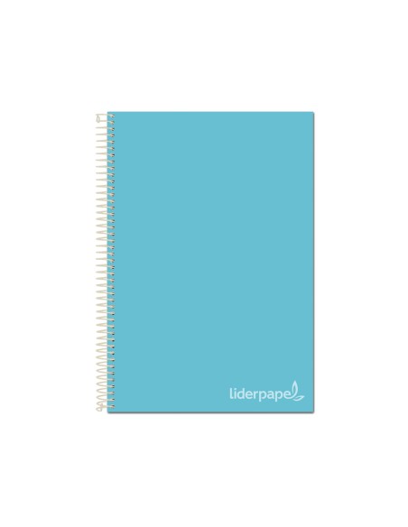 CI | Cuaderno espiral liderpapel a4 micro jolly tapa forrada 140h 75 gr cuadro 5mm 5 bandas4 taladros color celeste