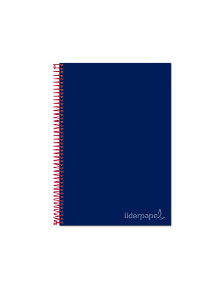 CI | Cuaderno espiral liderpapel a4 micro jolly tapa forrada 140h 75 gr cuadro 5mm 5 bandas 4 taladros color azul