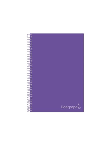 CI | Cuaderno espiral liderpapel a4 micro jolly tapa forrada 140h 75 gr cuadro 5mm 5 bandas 4 taladros color lila