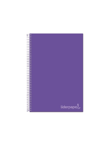 CI | Cuaderno espiral liderpapel a4 micro jolly tapa forrada 140h 75 gr cuadro 5mm 5 bandas 4 taladros color lila