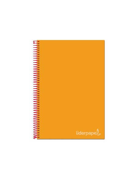 CI | Cuaderno espiral liderpapel a4 micro jolly tapa forrada 140h 75 gr cuadro 5mm 5 bandas4 taladros color naranja