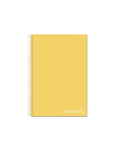 CI | Cuaderno espiral liderpapel a4 micro jolly tapa forrada 140h 75 gr cuadro 5mm 5 bandas4 taladros color amarillo