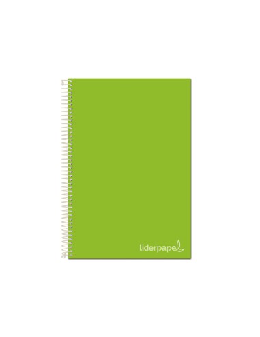 CI | Cuaderno espiral liderpapel a4 micro jolly tapa forrada 140h 75 gr cuadro 5mm 5 bandas 4 taladros color verde