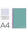 CI | Cuaderno espiral liderpapel a4 micro jolly tapa forrada 140h 75 gr cuadro 5mm 5 bandas4 taladros color turquesa