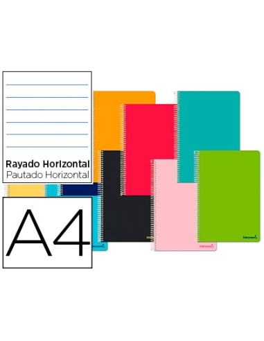 CI | Cuaderno espiral liderpapel a4 micro jolly tapa forrada 140h 75 gr horizontal 5 bandas4 taladros colores surtidos