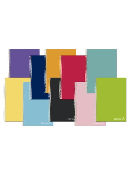 CI | Cuaderno espiral liderpapel a4 micro jolly tapa forrada 140h 75 gr liso 5 bandas 4 taladros colores surtidos