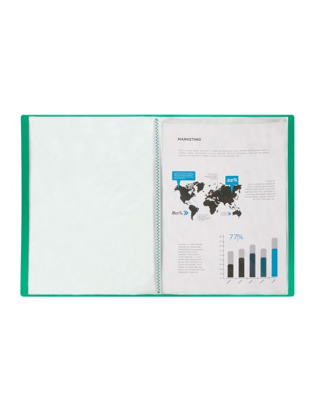 CI | Carpeta liderpapel escaparate 30 fundas polipropileno din a4 verde translucido