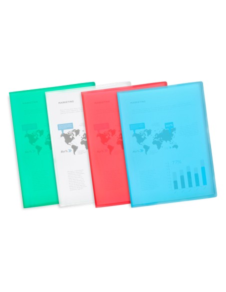 CI | Carpeta liderpapel escaparate 47490 30 fundas polipropileno traslucida din a4 rojo frosty