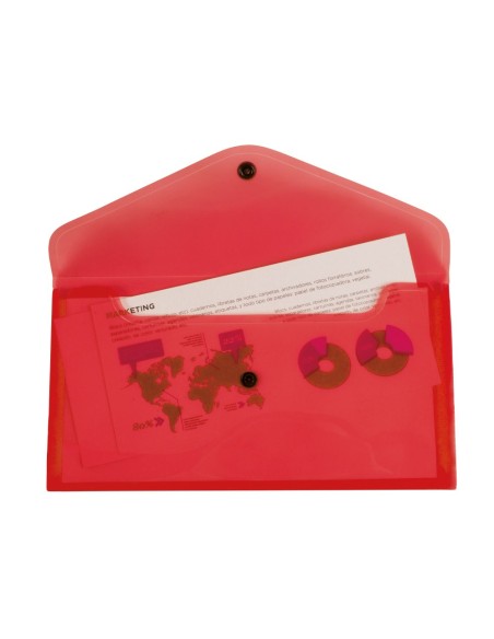 CI | Carpeta liderpapel dossier broche polipropileno tama o sobre americano 260x140 mm rojo translucido