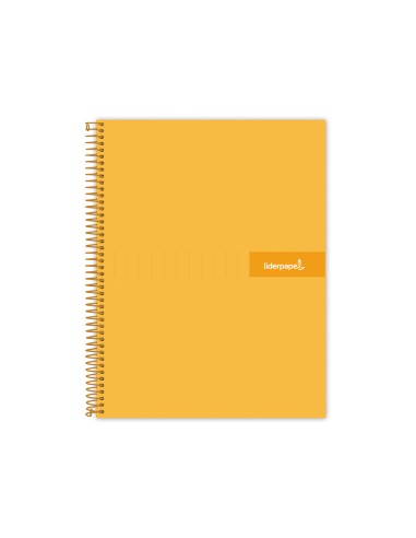 CI | Cuaderno espiral liderpapel a5 micro crafty tapa forrada 120h 90 gr cuadro 5mm 5 bandas6 taladros color naranja