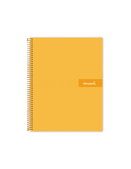CI | Cuaderno espiral liderpapel a5 micro crafty tapa forrada 120h 90 gr cuadro 5mm 5 bandas6 taladros color naranja