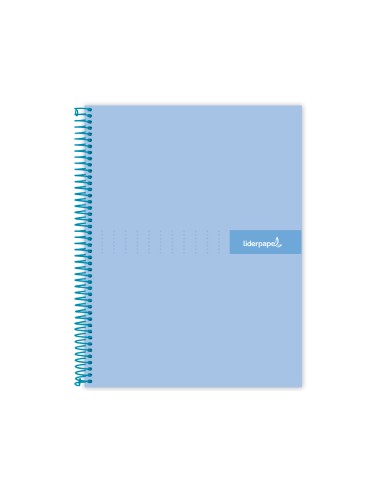 CI | Cuaderno espiral liderpapel a5 micro crafty tapa forrada 120h 90 gr cuadro 5mm 5 bandas6 taladros color celeste