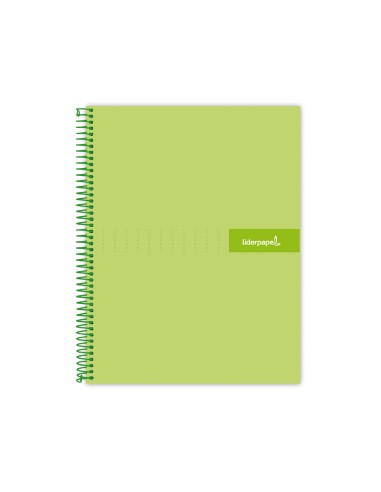 CI | Cuaderno espiral liderpapel a5 micro crafty tapa forrada 120h 90 gr cuadro 5mm 5 bandas6 taladros color verde