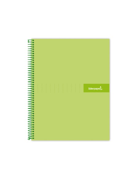 CI | Cuaderno espiral liderpapel a5 micro crafty tapa forrada 120h 90 gr cuadro 5mm 5 bandas6 taladros color verde