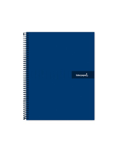 CI | Cuaderno espiral liderpapel a5 micro crafty tapa forrada 120h 90 gr cuadro 5mm 5 bandas6 taladros color azul