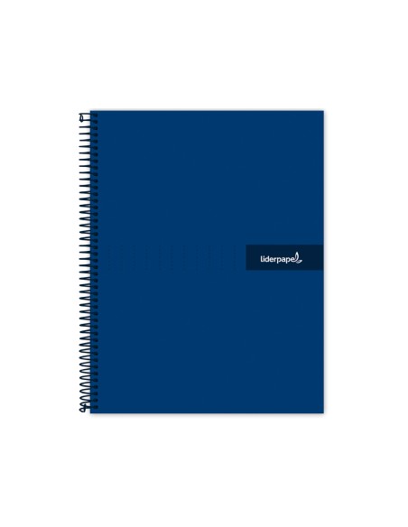CI | Cuaderno espiral liderpapel a5 micro crafty tapa forrada 120h 90 gr cuadro 5mm 5 bandas6 taladros color azul