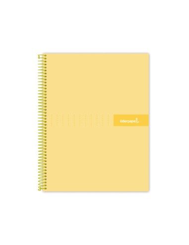CI | Cuaderno espiral liderpapel a5 micro crafty tapa forrada 120h 90 gr cuadro 5mm 5 bandas6 taladros color amarillo