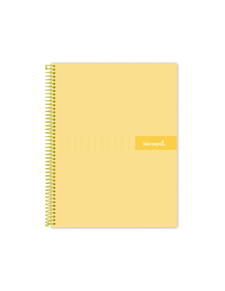 CI | Cuaderno espiral liderpapel a5 micro crafty tapa forrada 120h 90 gr cuadro 5mm 5 bandas6 taladros color amarillo