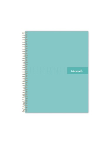 CI | Cuaderno espiral liderpapel a5 micro crafty tapa forrada 120h 90 gr cuadro 5mm 5 bandas6 taladros color turquesa