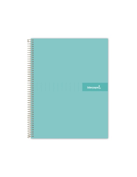 CI | Cuaderno espiral liderpapel a5 micro crafty tapa forrada 120h 90 gr cuadro 5mm 5 bandas6 taladros color turquesa