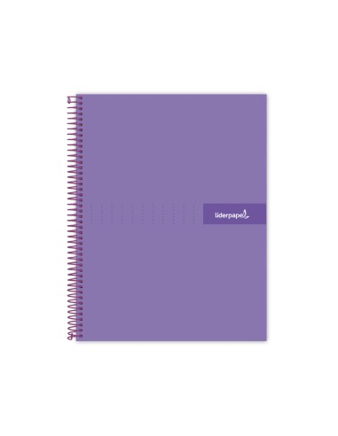 CI | Cuaderno espiral liderpapel a5 micro crafty tapa forrada 120h 90 gr cuadro 5mm 5 bandas6 taladros color violeta