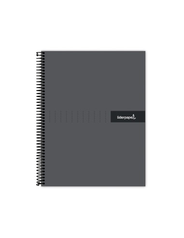 CI | Cuaderno espiral liderpapel a5 micro crafty tapa forrada 120h 90 gr cuadro 5mm 5 bandas6 taladros color negro