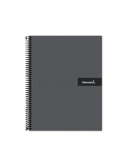 CI | Cuaderno espiral liderpapel a5 micro crafty tapa forrada 120h 90 gr cuadro 5mm 5 bandas6 taladros color negro
