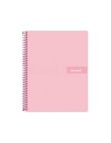 CI | Cuaderno espiral liderpapel a5 micro crafty tapa forrada 120h 90 gr cuadro 5mm 5 bandas6 taladros color rosa