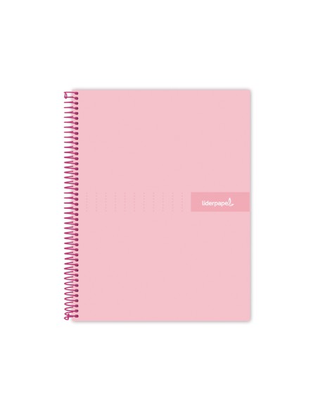 CI | Cuaderno espiral liderpapel a5 micro crafty tapa forrada 120h 90 gr cuadro 5mm 5 bandas6 taladros color rosa