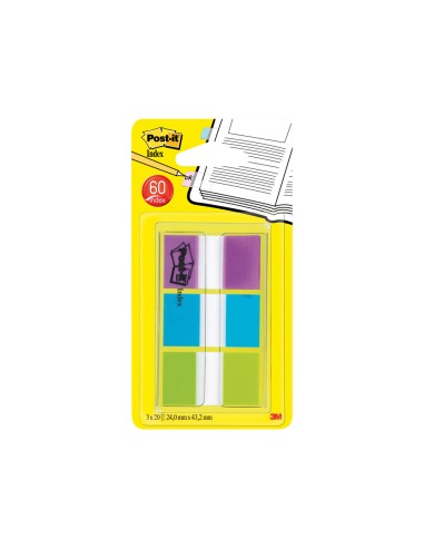 CI | Banderitas separadoras post-index 680-roy verde azul y violeta dispensador funda 3x20