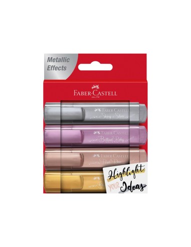 CI | Rotulador faber fluorescente texliner 46 color metalico estuche 4 unidades colores surtidos