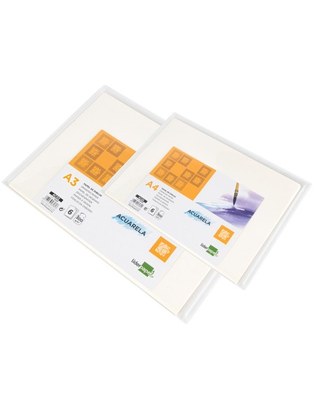 CI | Papel dibujo liderpapel 210x297mm 300g/m2 acuarela pack de 6