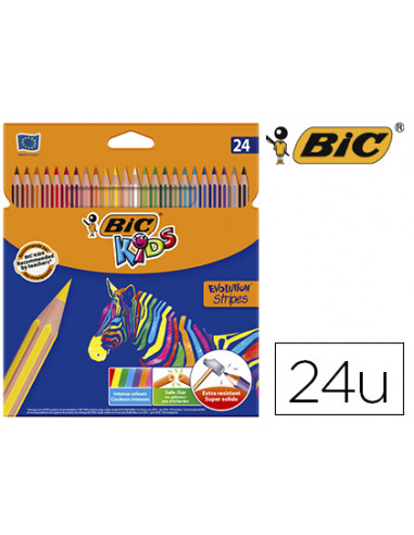 CI | Lapices de colores bic evolution stripes caja de 24 colores surtidos