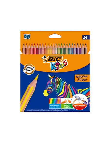 CI | Lapices de colores bic evolution stripes caja de 24 colores surtidos