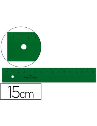 CI | Regla faber 15 cm plastico verde