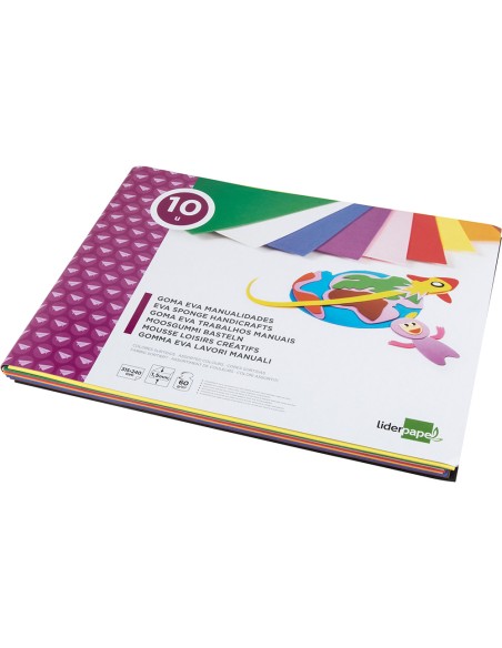 CI | Bloc trabajos manuales liderpapel goma eva 240x315mm 10 hojas colores surtidos