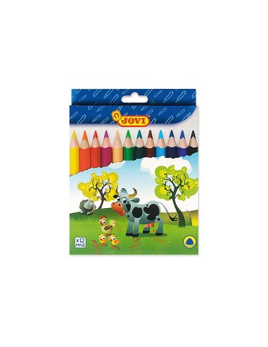 CI | Lapices de colores jovi maxi triangulares estuche de 12 colores surtidos