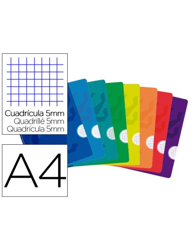 CI | Libreta escolar oxford openflex tapa flexible optik paper 48 hojas din a4 cuadro 5 mm colores surtidos