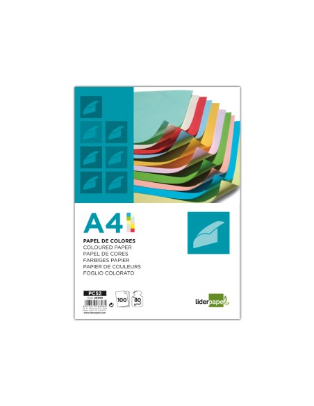 CI | Papel color liderpapel a4 80g/m2 10 colores surtidos paquete de 100