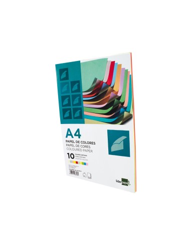 CI | Papel color liderpapel a4 80g/m2 10 colores surtidos paquete de 100