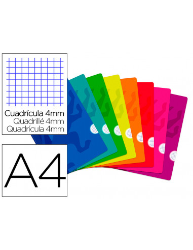 CI | Libreta escolar oxford tapa flexible optik paper openflex 48 hojas 90 gr din a4 cuadro 4 mm colores surtidos