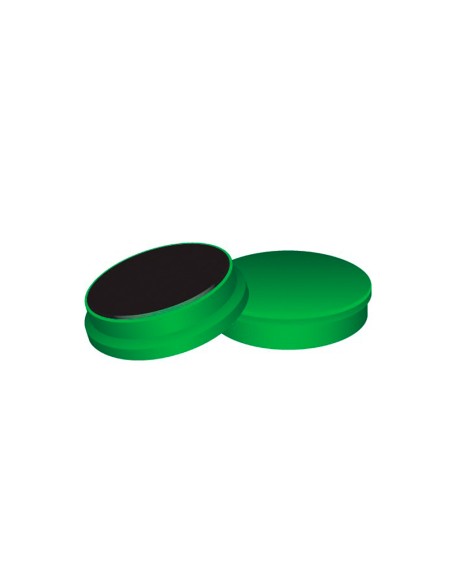 CI | Imanes para sujecion q-connect ideal para pizarras magneticas35 mm verde -caja de 10 imanes