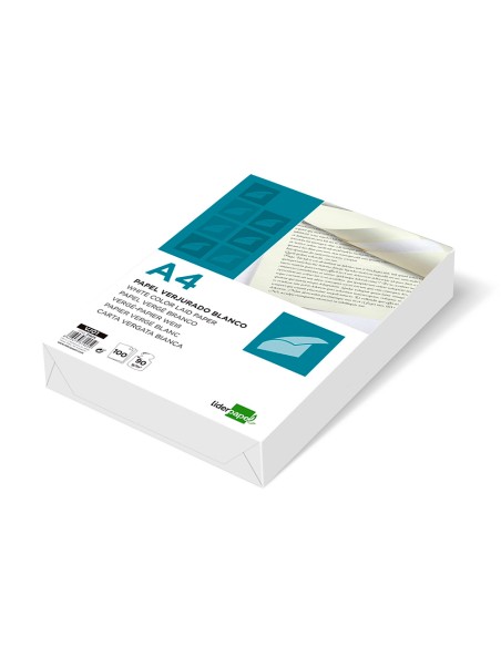 CI | Papel verjurado liderpapel a4 90g/m2 blanco paquete de 100