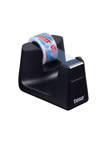 CI | Portarrollo sobremesa tesa plastico easy cut smat negro para rollo de 33mx19 mm
