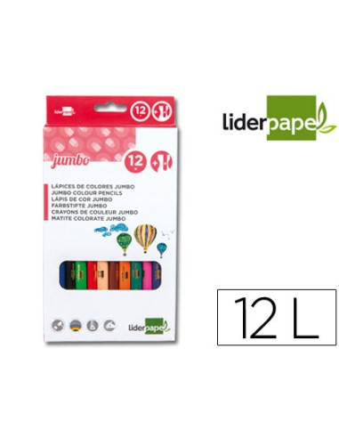 CI | Lapices de colores liderpapel c/ de 12 colores jumbo con sacapuntas