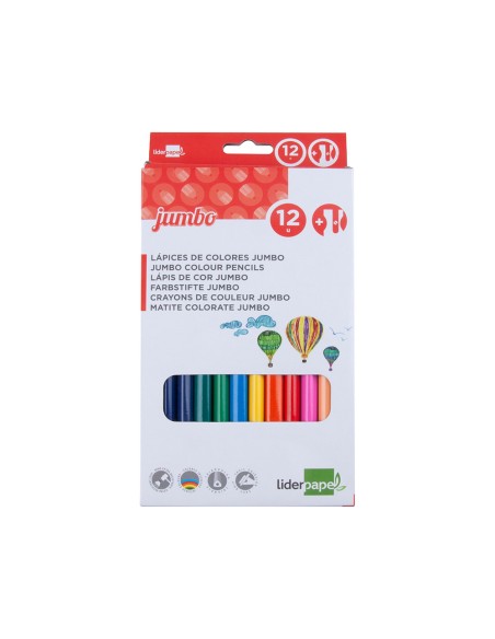 CI | Lapices de colores liderpapel c/ de 12 colores jumbo con sacapuntas