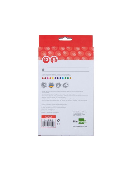 CI | Lapices de colores liderpapel c/ de 12 colores jumbo con sacapuntas