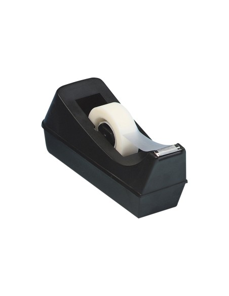 CI | Portarrollo sobremesa q-connect plastico para cinta de 33 mt negro