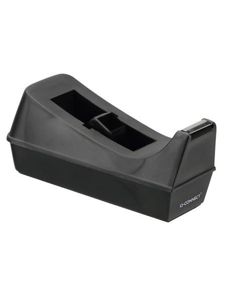 CI | Portarrollo sobremesa q-connect plastico para cinta de 33 mt negro